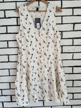 Universal Thread Cream Sundress with Navy Floral Print